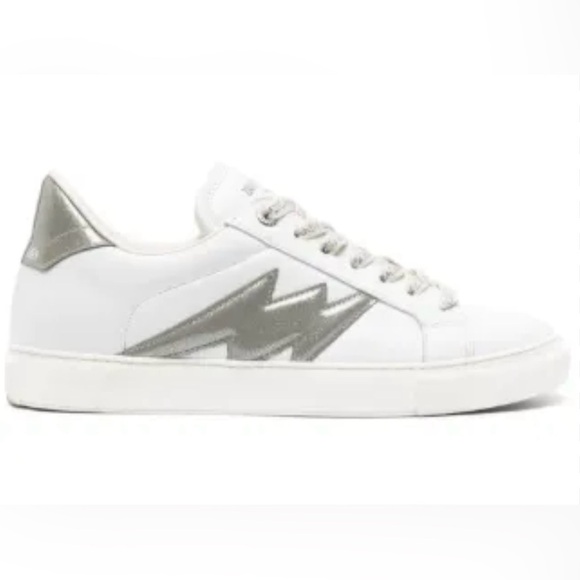 NIB Zadig & Voltaire LA Flash Sneaker 39 White Silver 8 - Picture 1 of 9